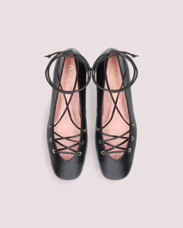Pretty Ballerinas Odette Black Leather Salon