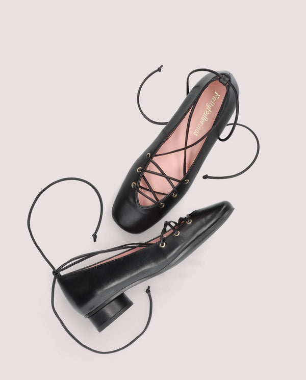 Pretty Ballerinas Odette Black Leather Salon