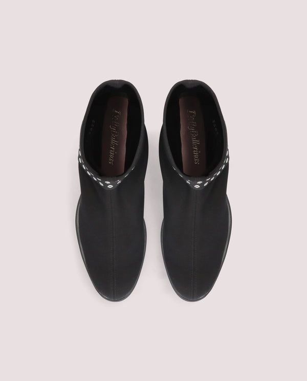 Pretty Ballerinas Pat Black Woven Ankle Boots