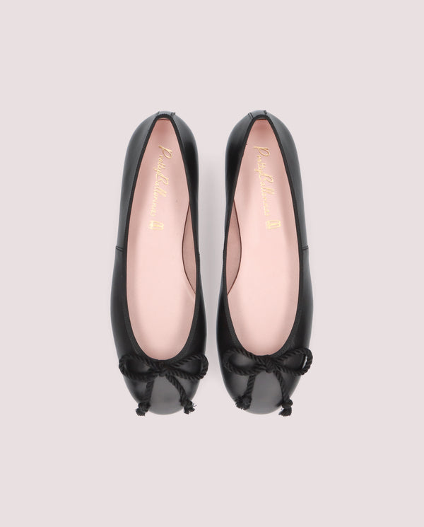Pretty Ballerinas Rosario Black Leather Ballet Flats