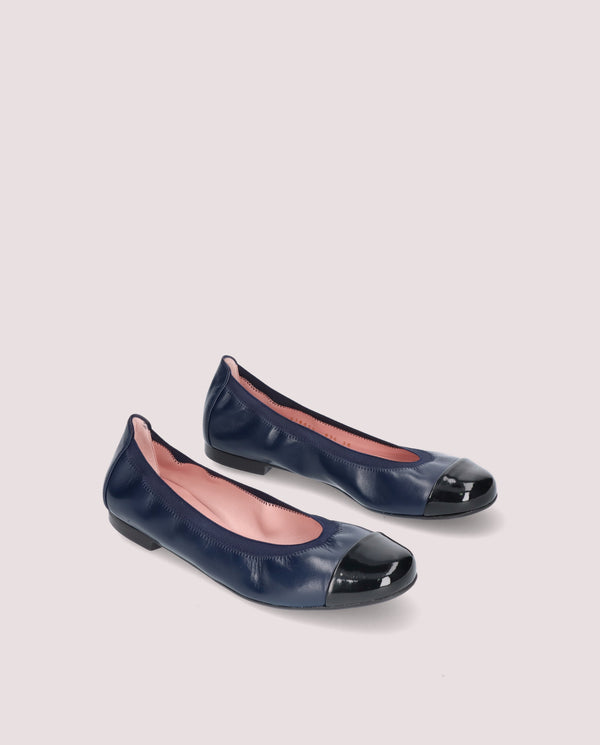 pretty ballerinas Shirley Blue Leather Ballet Flats