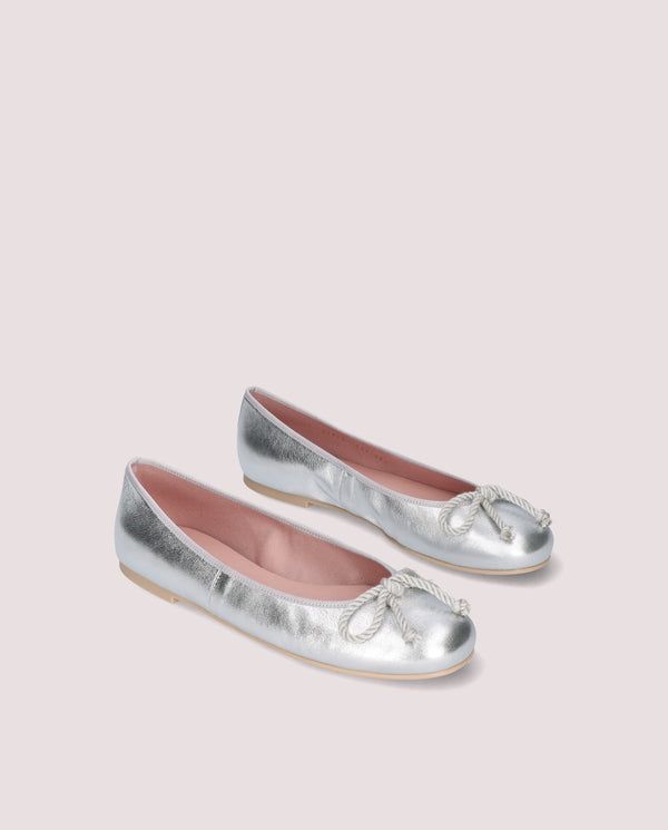 pretty ballerinas Silver Rosario Ballet Flats Metallic Leather