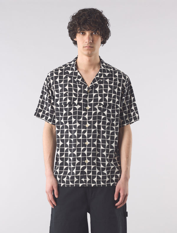 Pretty Green Bauhaus Cuban Collar Short Sleeve Shirt