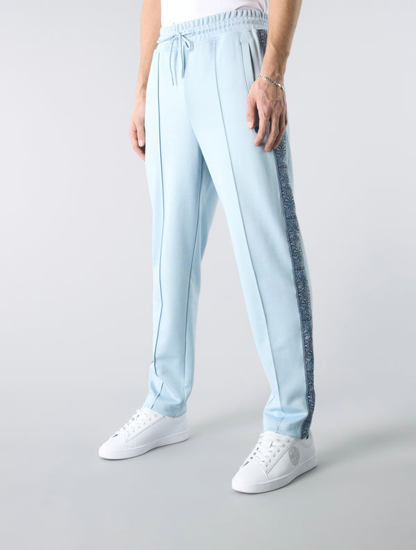 Pretty Green Eclipse Paisley Tape Track Pants Light Blue