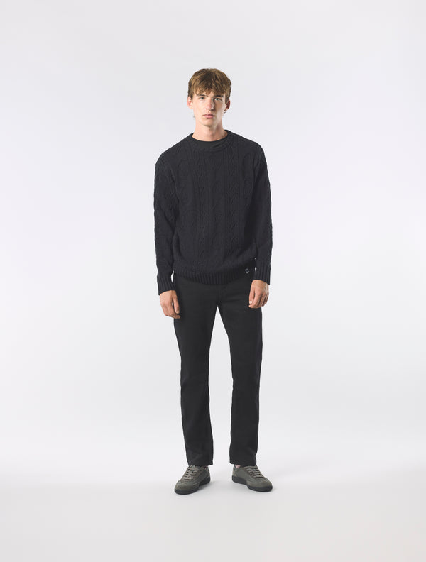 Pretty Green Marylebone Paisley Cable Knit Jumper Black