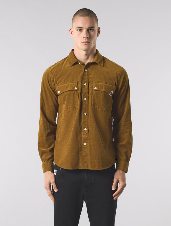 Pretty Green Campbell Cord Shirt Brown