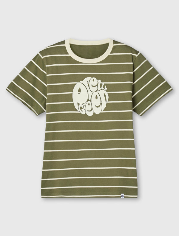 pretty green Capella Stripe Logo T-shirt Khaki