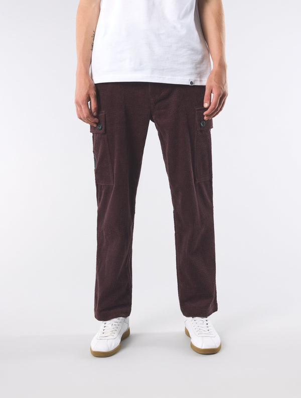 Pretty Green Dalmorton Cord Cargo Pants Burgundy