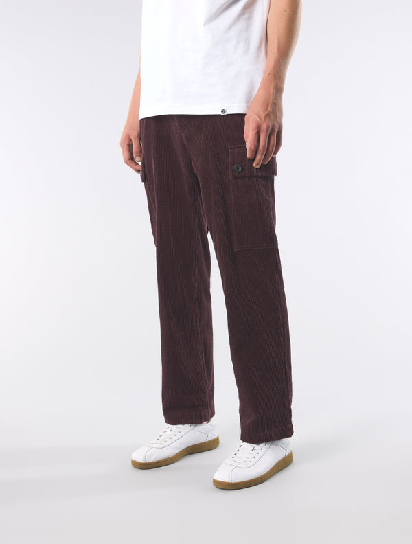 Pretty Green Dalmorton Cord Cargo Pants Burgundy