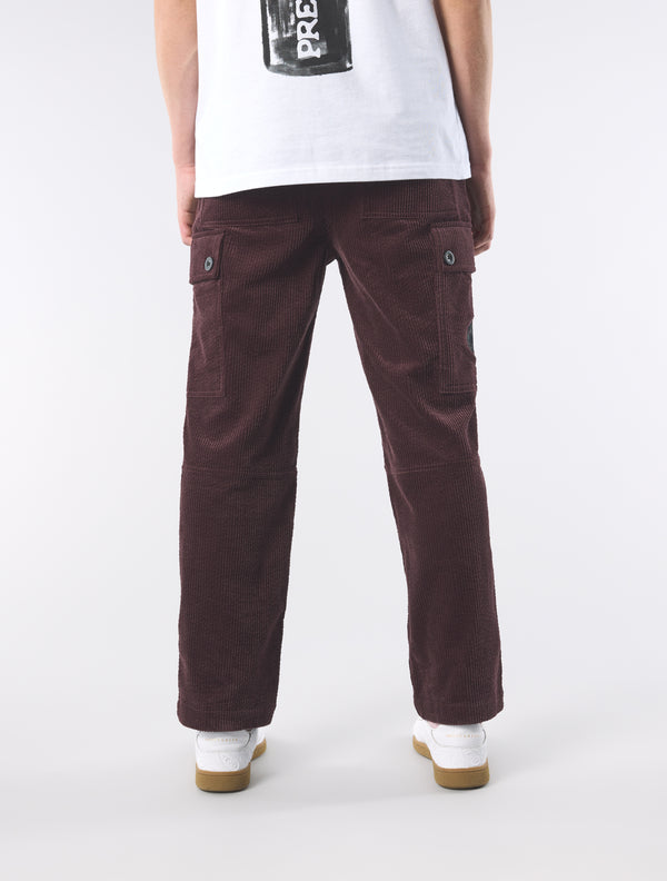Pretty Green Dalmorton Cord Cargo Pants Burgundy