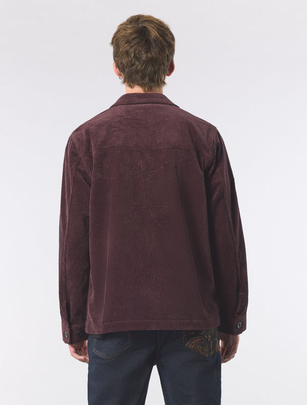 Pretty Green Dalmorton Cord Overshirt Burgundy
