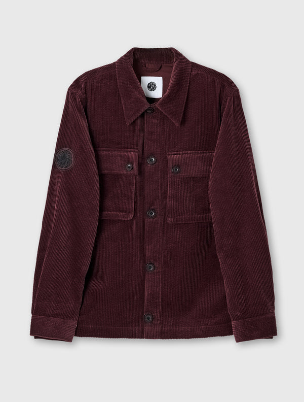 pretty green Dalmorton Cord Overshirt Burgundy