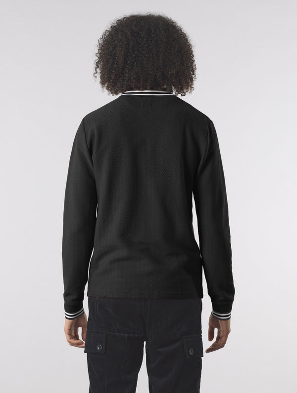 Pretty Green Garswood Long Sleeve Zip Polo Black