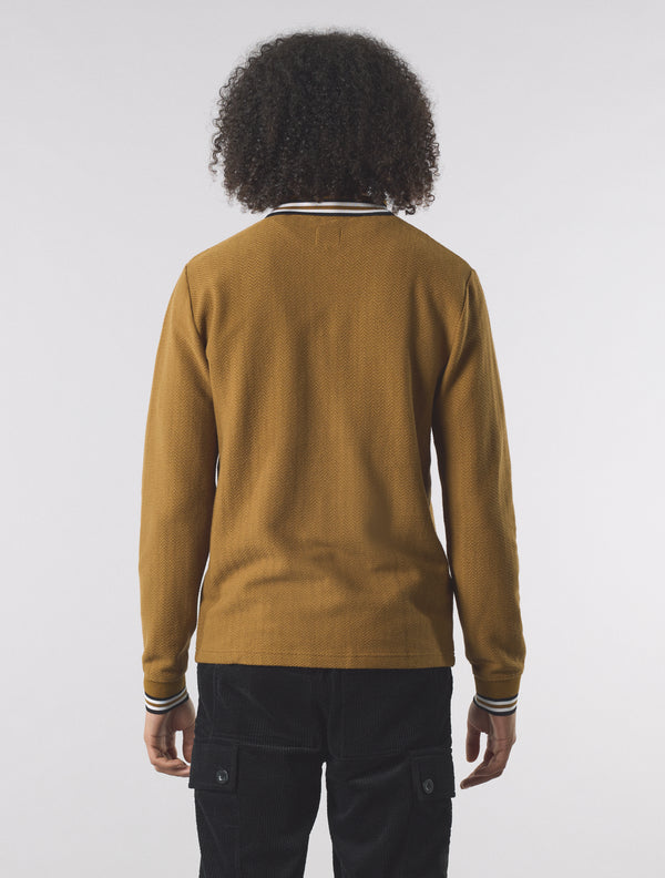 Pretty Green Garswood Long Sleeve Zip Polo Brown