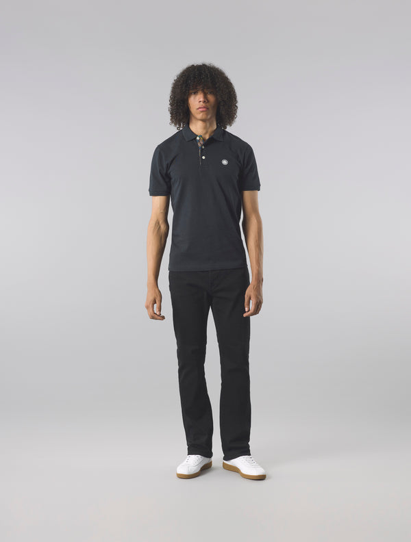 Pretty Green House Paisley Placket Polo Black