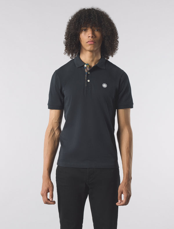 Pretty Green House Paisley Placket Polo Black