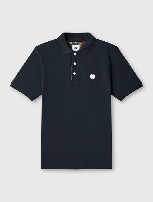 pretty green House Paisley Placket Polo Black