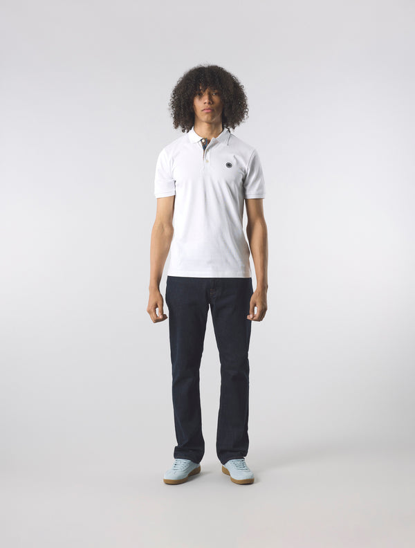 Pretty Green House Paisley Placket Polo White