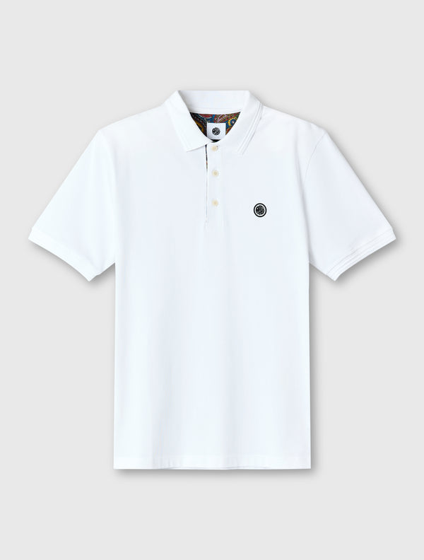 pretty green House Paisley Placket Polo White