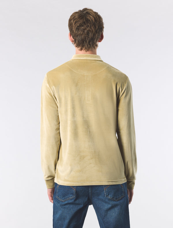 Pretty Green Kennedy Velour Polo Taupe