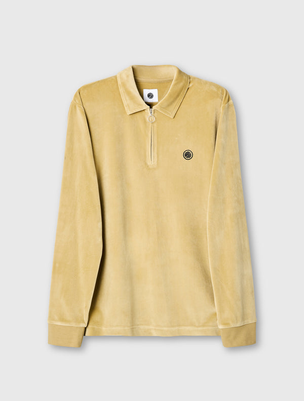 pretty green Kennedy Velour Polo Taupe