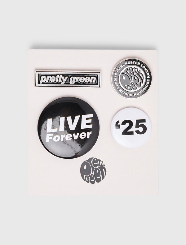 pretty green Live Forever Pack Of 4 Badges