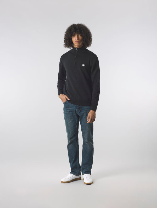 Pretty Green Merino Blend 1/4 Zip Black
