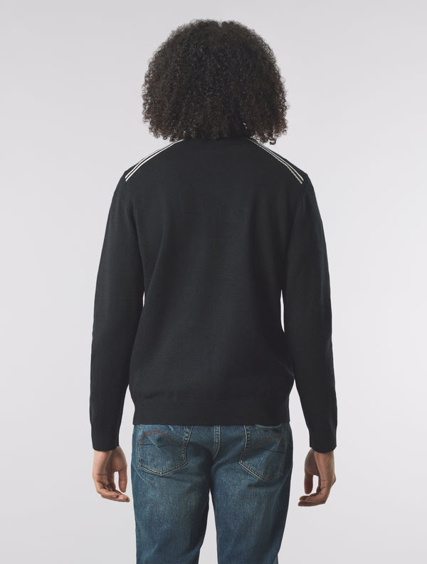 Pretty Green Merino Blend 1/4 Zip Black