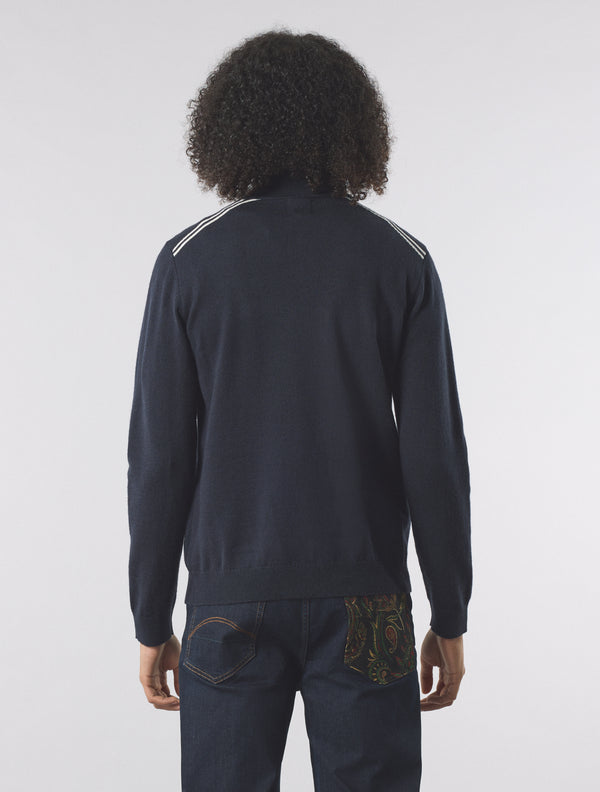Pretty Green Merino Blend 1/4 Zip Navy