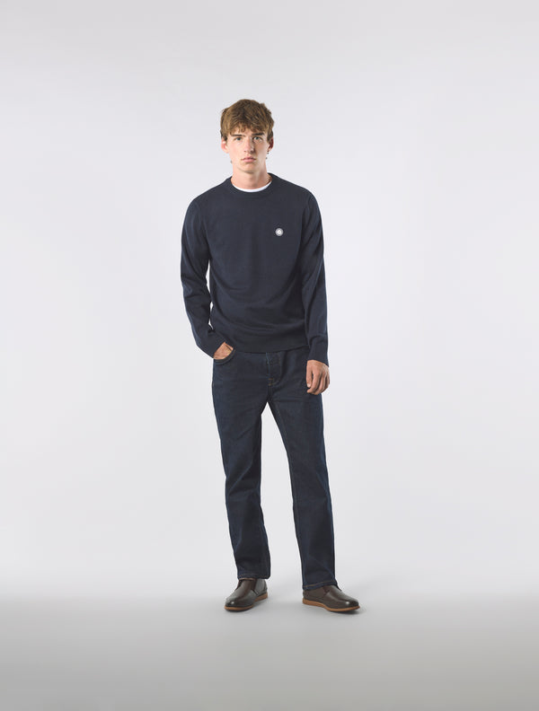 Pretty Green Merino Blend Crew Navy