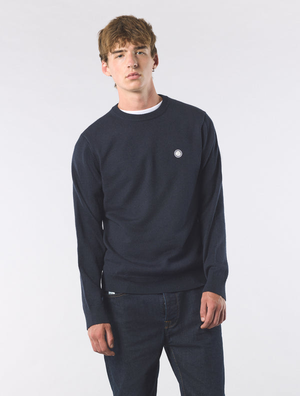 Pretty Green Merino Blend Crew Navy