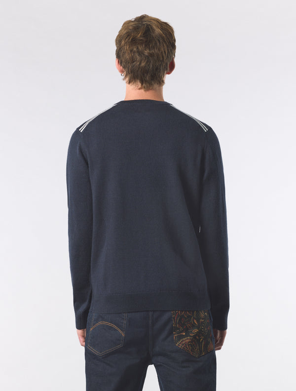Pretty Green Merino Blend Crew Navy