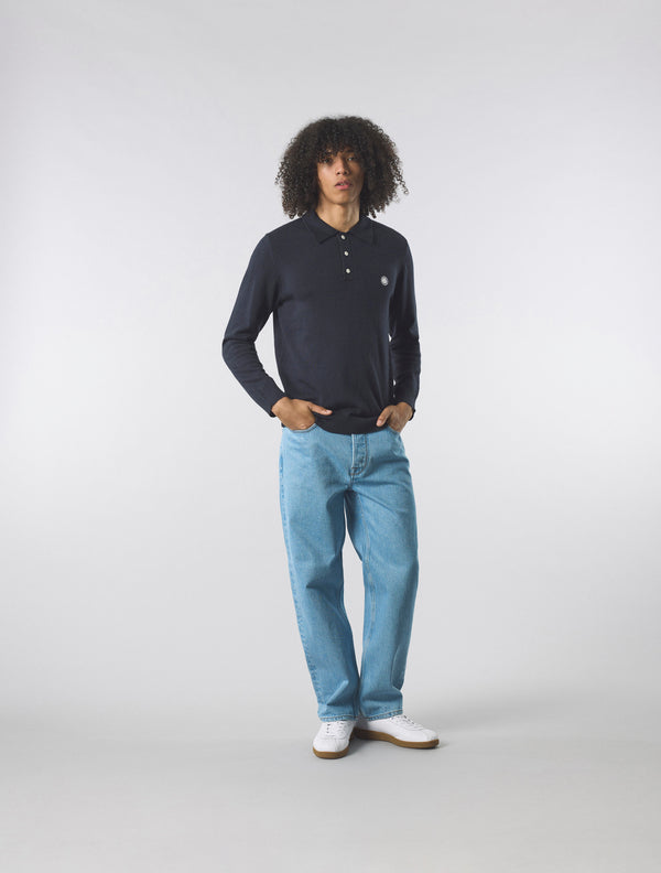 Pretty Green Merino Blend Polo Navy