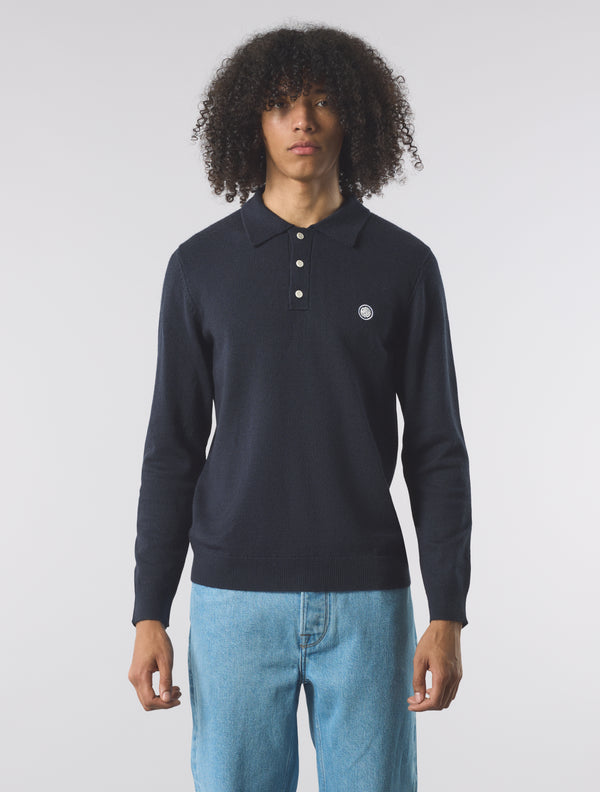 Pretty Green Merino Blend Polo Navy