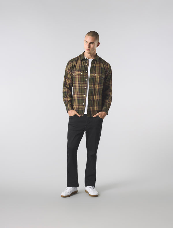 Pretty Green Oldham Check Shirt Khaki
