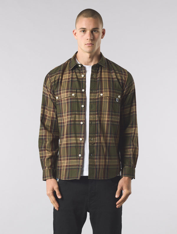 Pretty Green Oldham Check Shirt Khaki