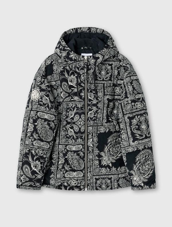 pretty green Patchwork Paisley Puffer Jacket