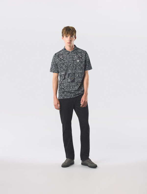 Pretty Green Patchwork Paisley Zip Polo