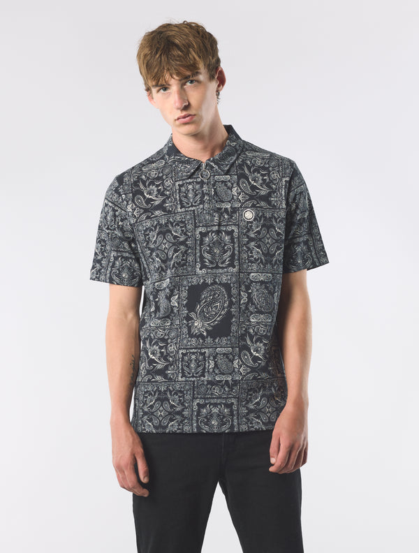 Pretty Green Patchwork Paisley Zip Polo