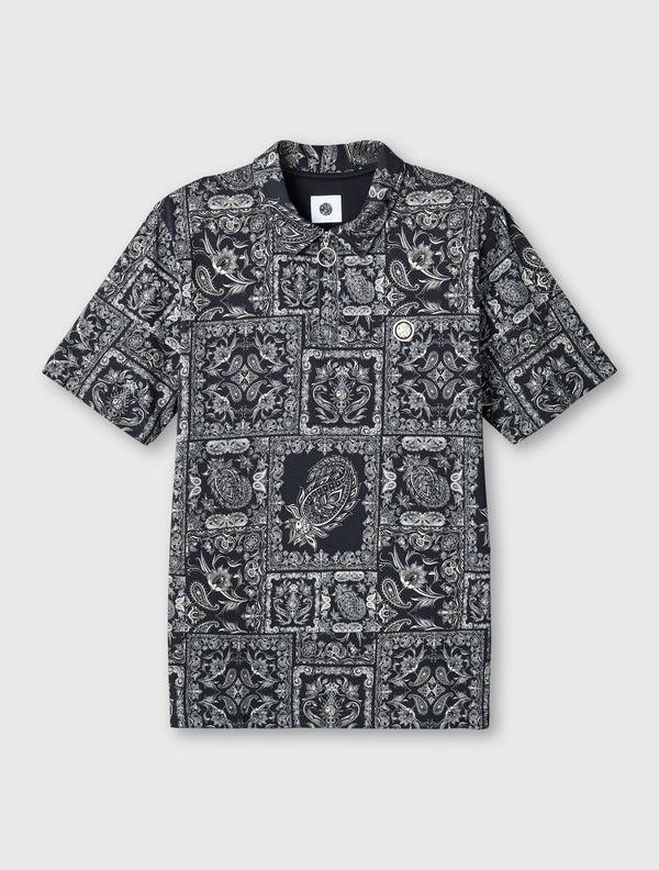 pretty green Patchwork Paisley Zip Polo