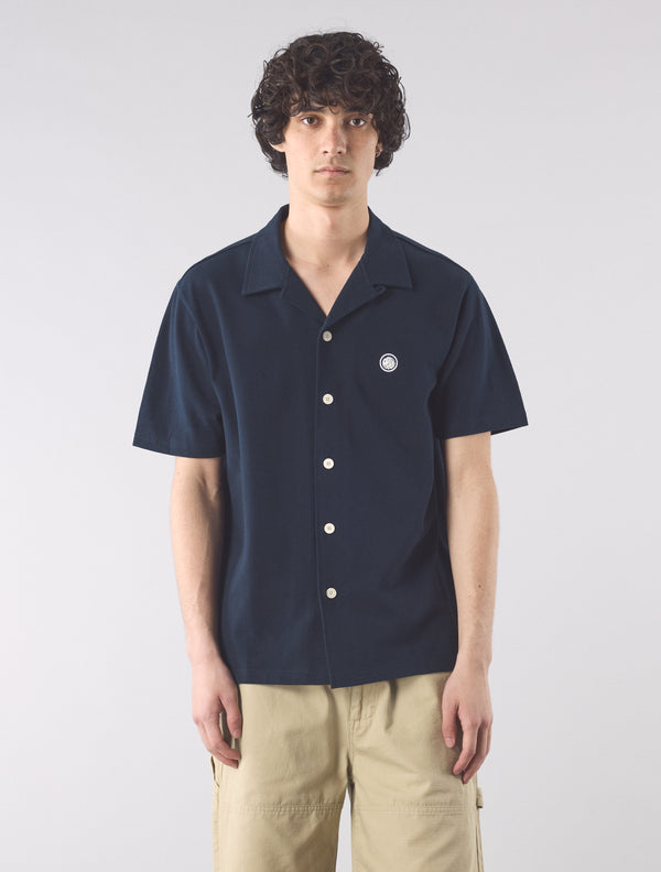Pretty Green Pique Short Sleeve Shirt Navy