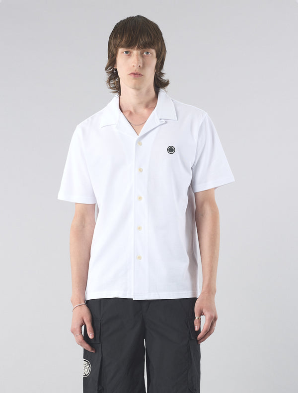 Pretty Green Pique Short Sleeve Shirt White