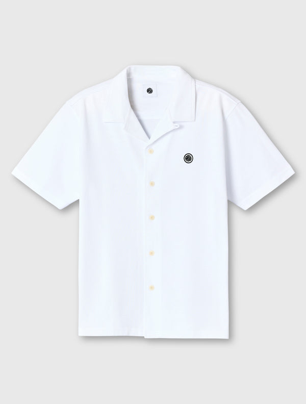 pretty green Pique Short Sleeve Shirt White