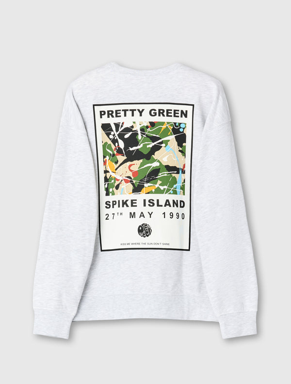 Pretty Green Spike Island Crew Sweat Light Grey