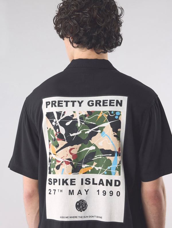 Pretty Green Spike Island Short Sleeve Shirt Black