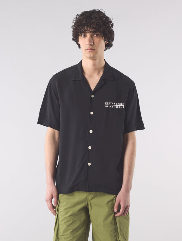 Pretty Green Spike Island Short Sleeve Shirt Black
