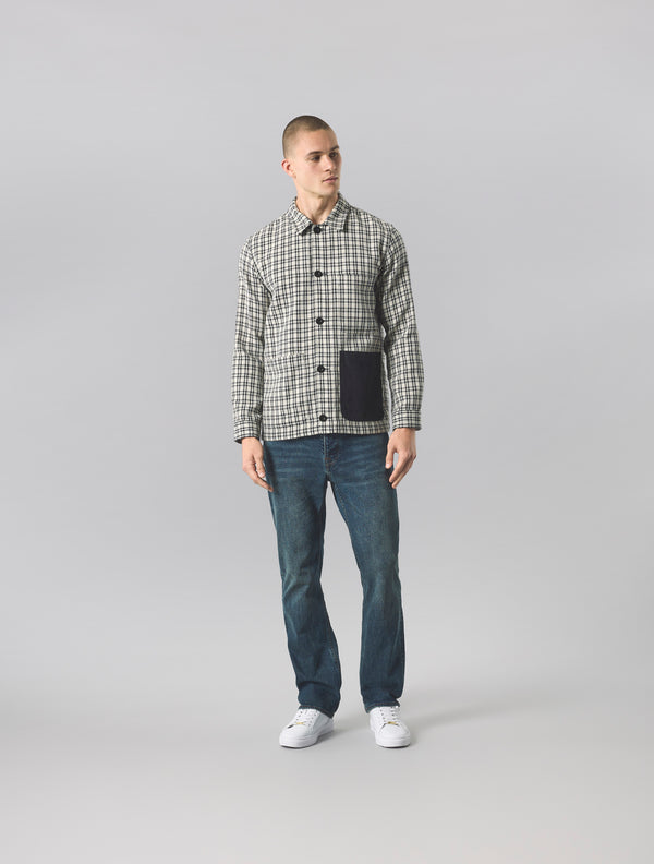 Pretty Green Whitworth Check Overshirt Stone