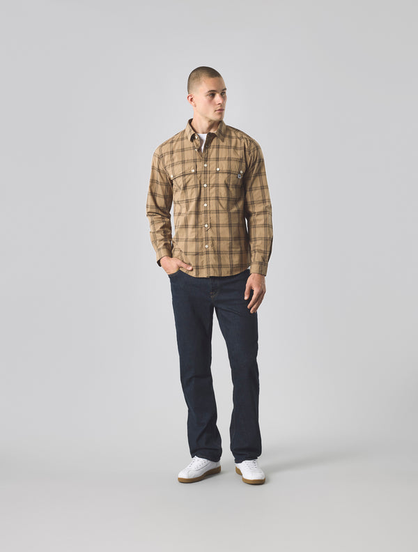 Pretty Green Willowbank Check Shirt Khaki