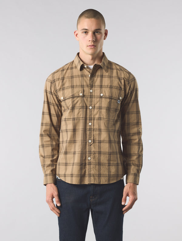 Pretty Green Willowbank Check Shirt Khaki