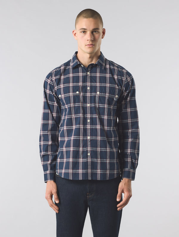 Pretty Green Willowbank Check Shirt Navy